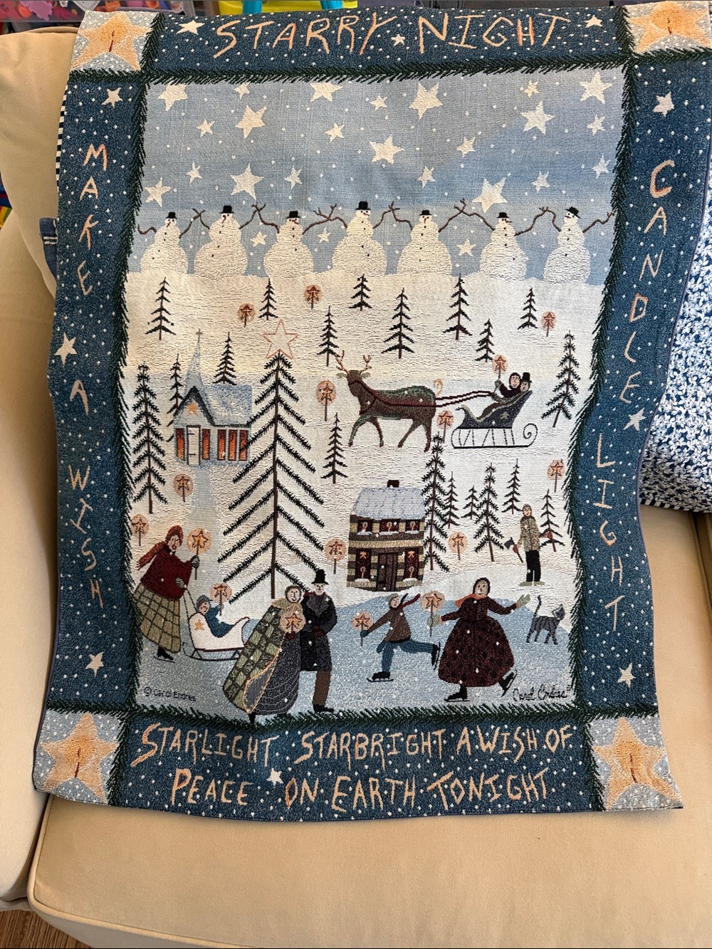 Carol Endres Christmas Starry Night Tapestry Wall Hanging